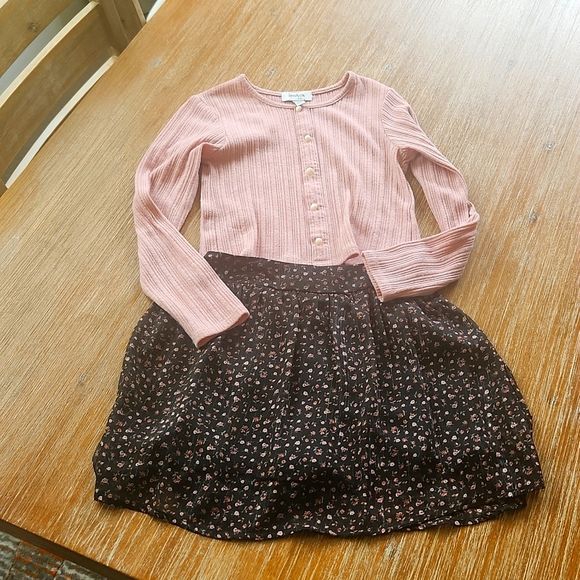 Speechless Other - Girls 12 Two Piece Top and Skirt Pink and Black Floral Skort School Pearl Button